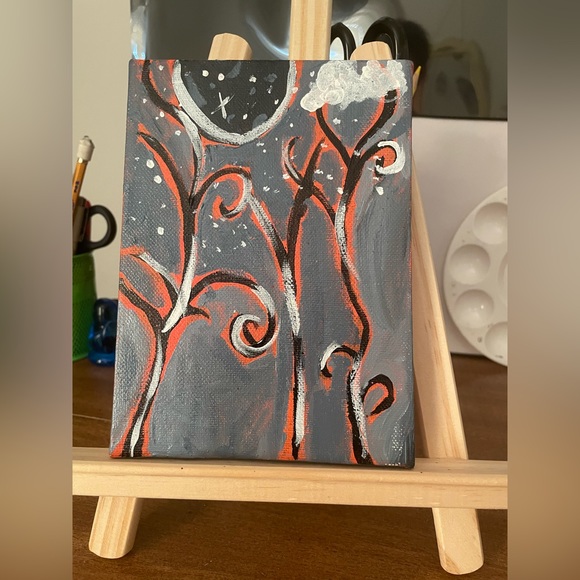 “Dark night trees” acrylic canvas painting - Picture 4 of 4